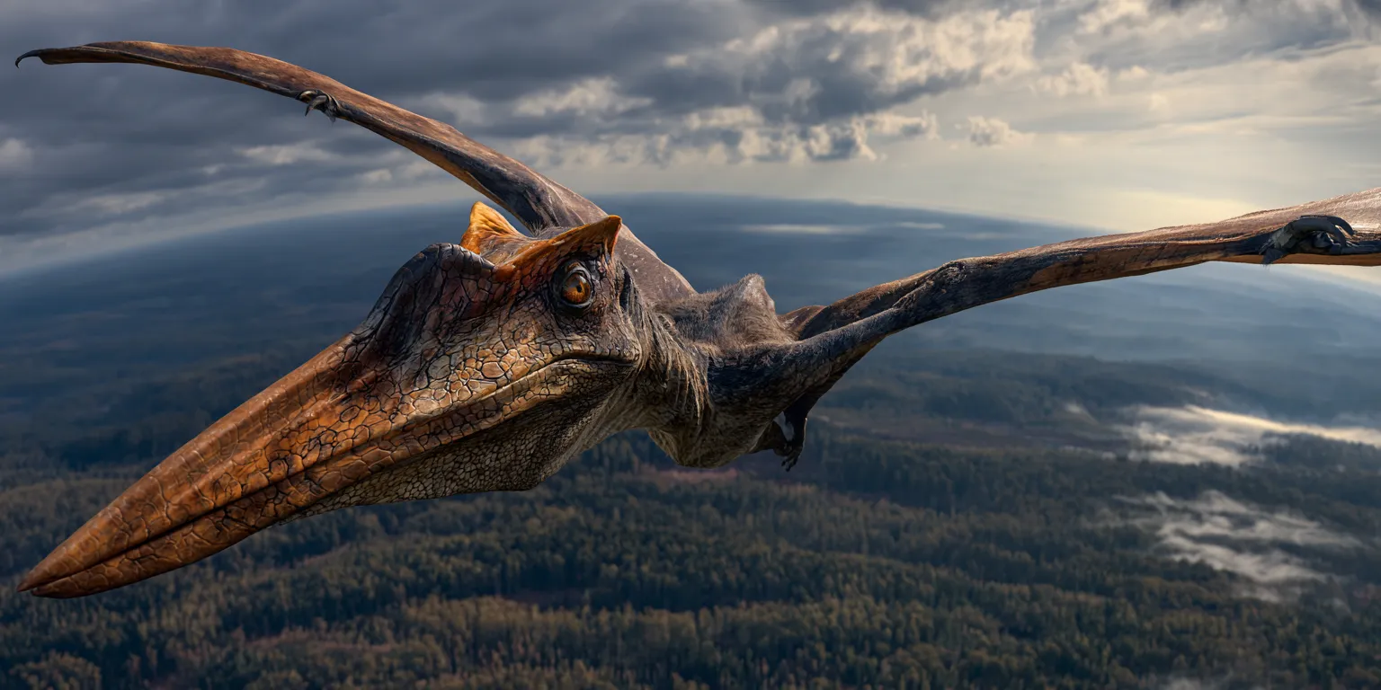 Realistic paleoart of Dimorphodon macronyx, a puffin-faced early pterosaur from the Early Jurassic, with accurate proportions and natural color.