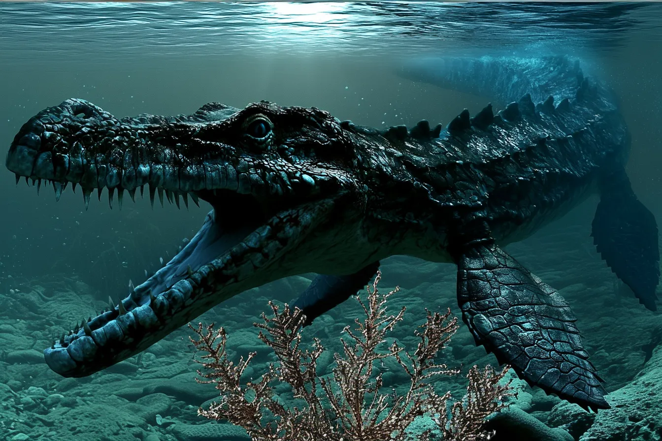 Realistic paleoart of Mosasaurus hoffmannii, an apex marine lizard predator from the Late Cretaceous, with accurate proportions and natural color.