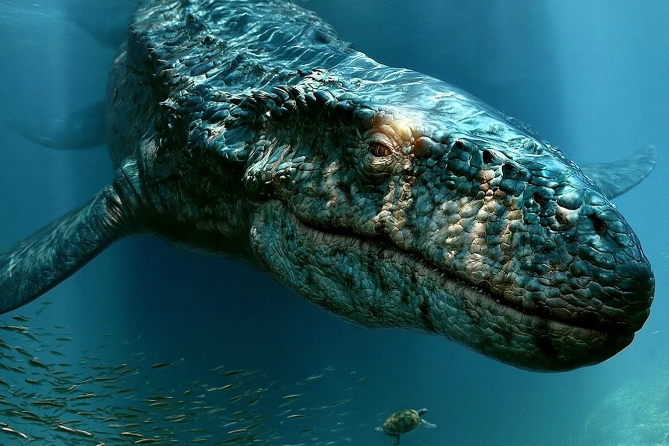 Realistic paleoart of Mosasaurus hoffmannii, an apex marine lizard predator from the Late Cretaceous, with accurate proportions and natural color.