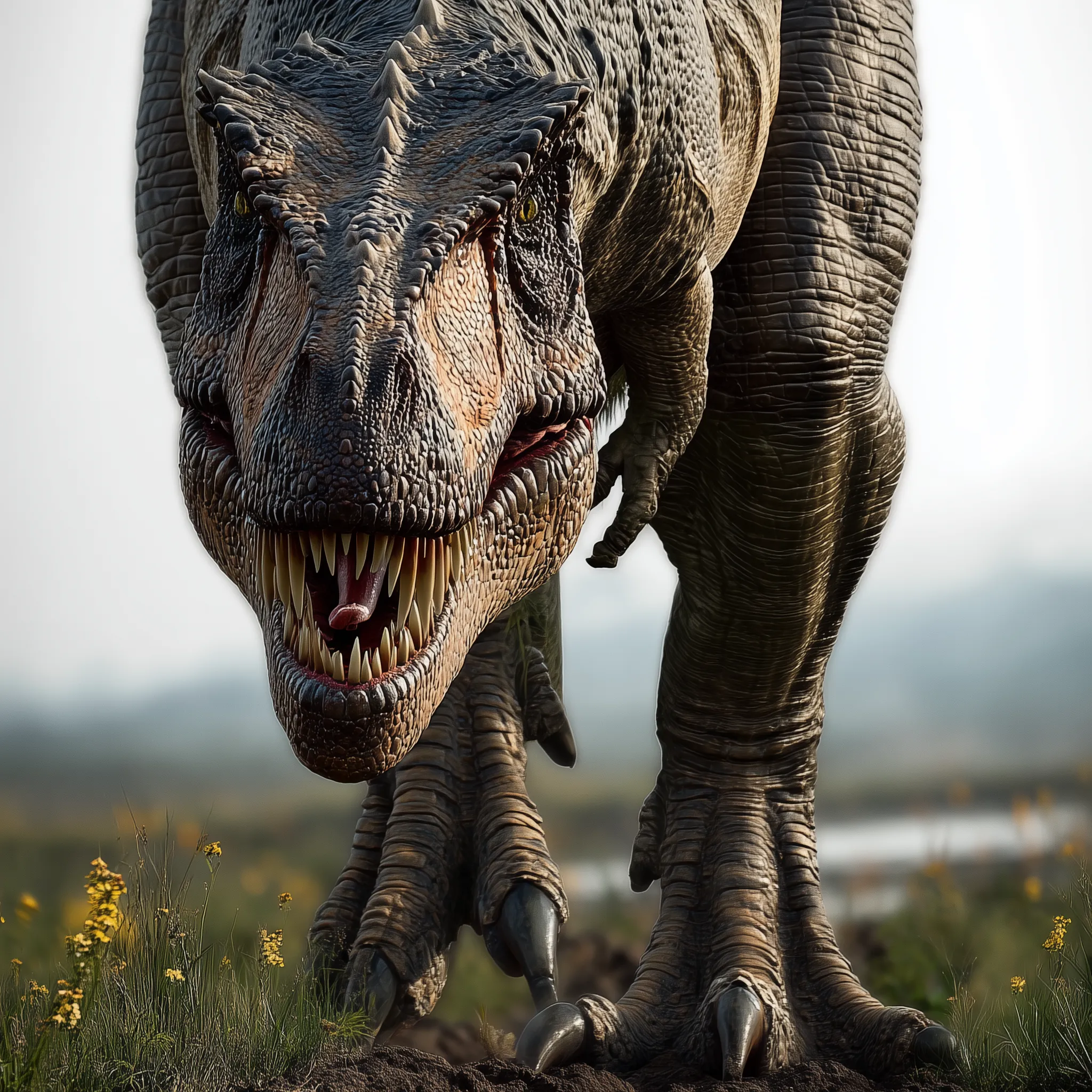 Realistic paleoart of Tyrannosaurus rex, an apex theropod predator with massive jaws and binocular vision from the Late Cretaceous, with accurate proportions and natural color.
