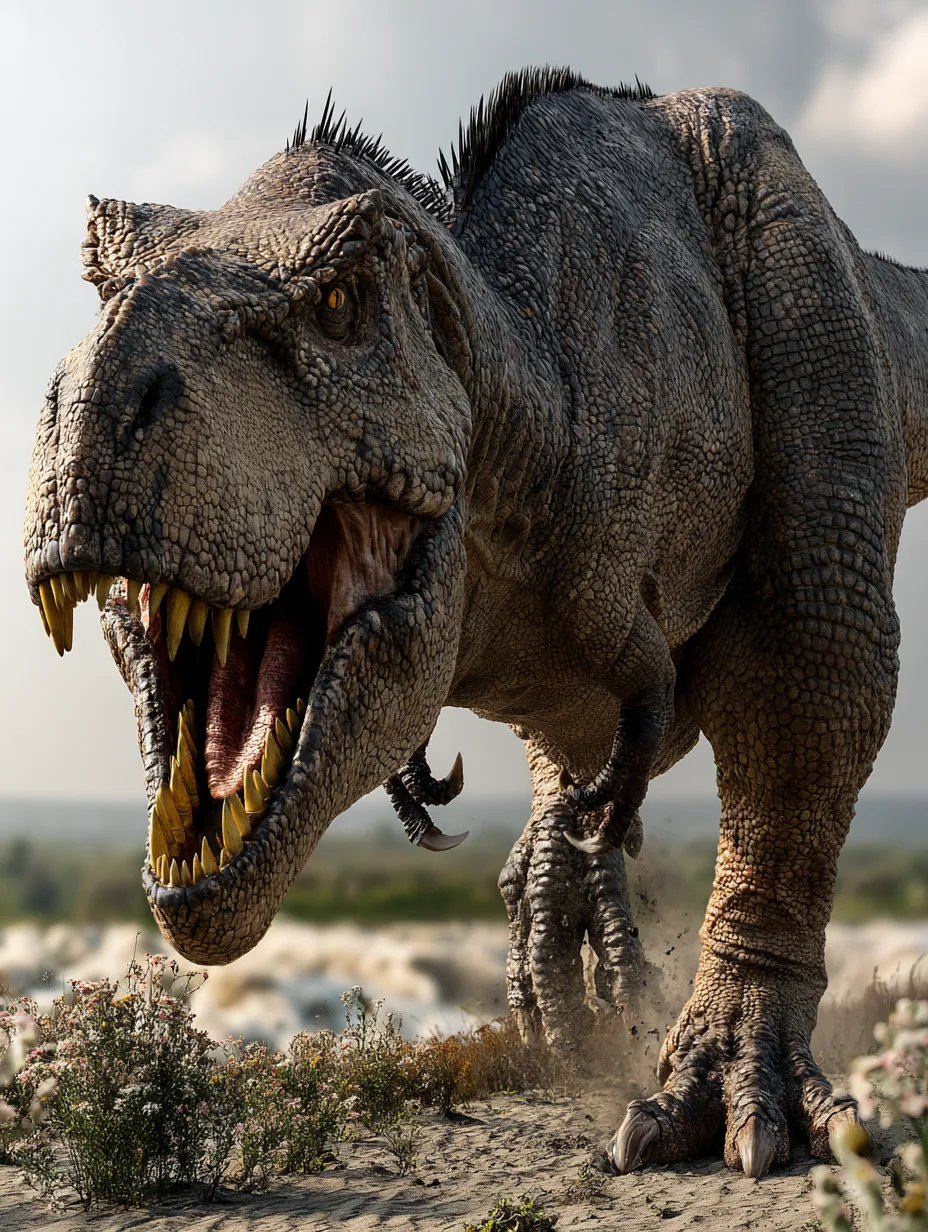 Realistic paleoart of Tyrannosaurus rex, an apex theropod predator with massive jaws and binocular vision from the Late Cretaceous, with accurate proportions and natural color.
